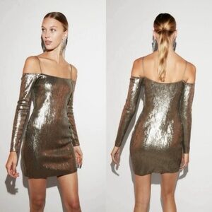 EXPRESS GOLD SEQUINS MINI DRESS
